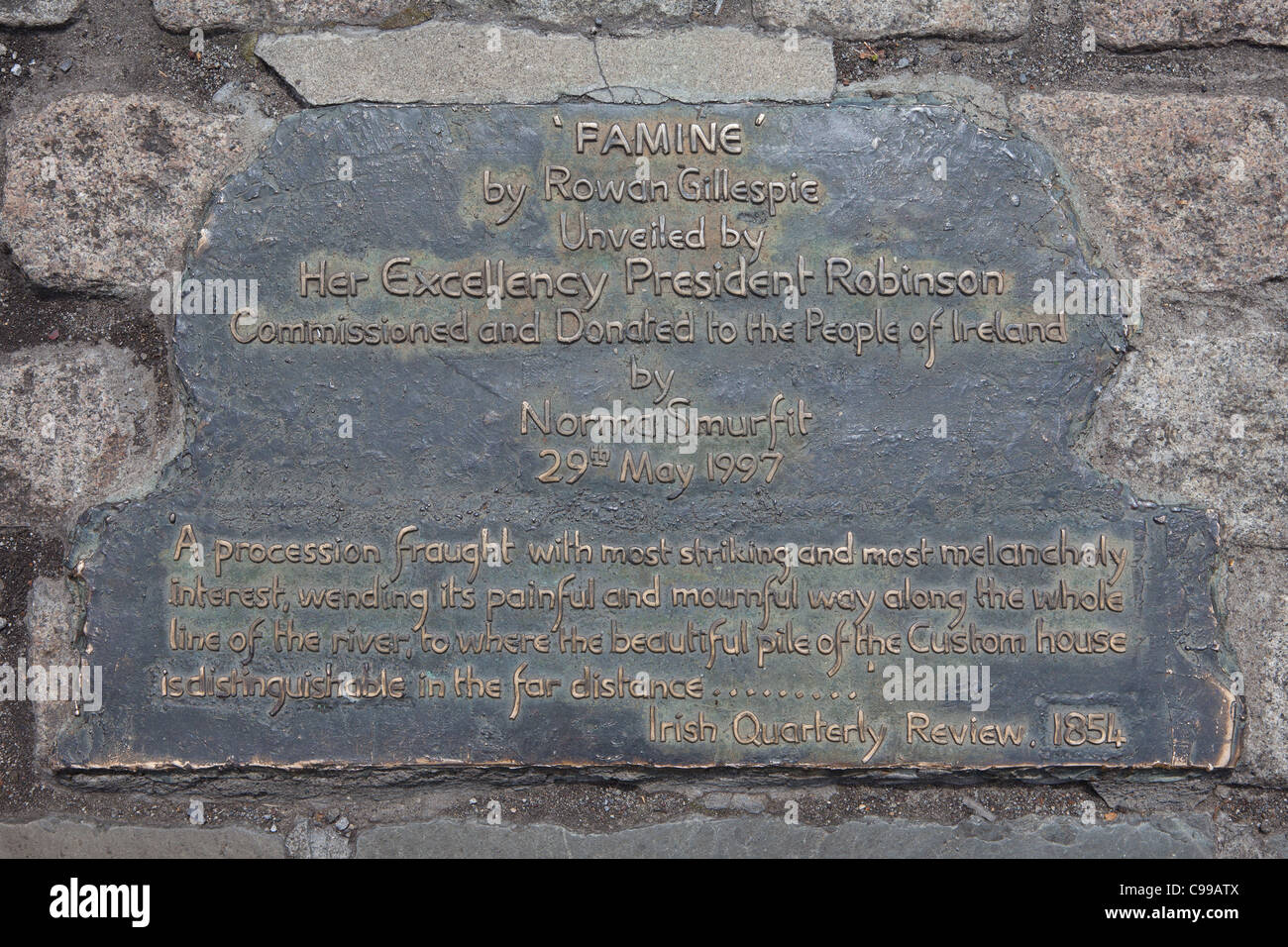 Detail of the Famine Memorial in Dublin, Ireland Stock Photo