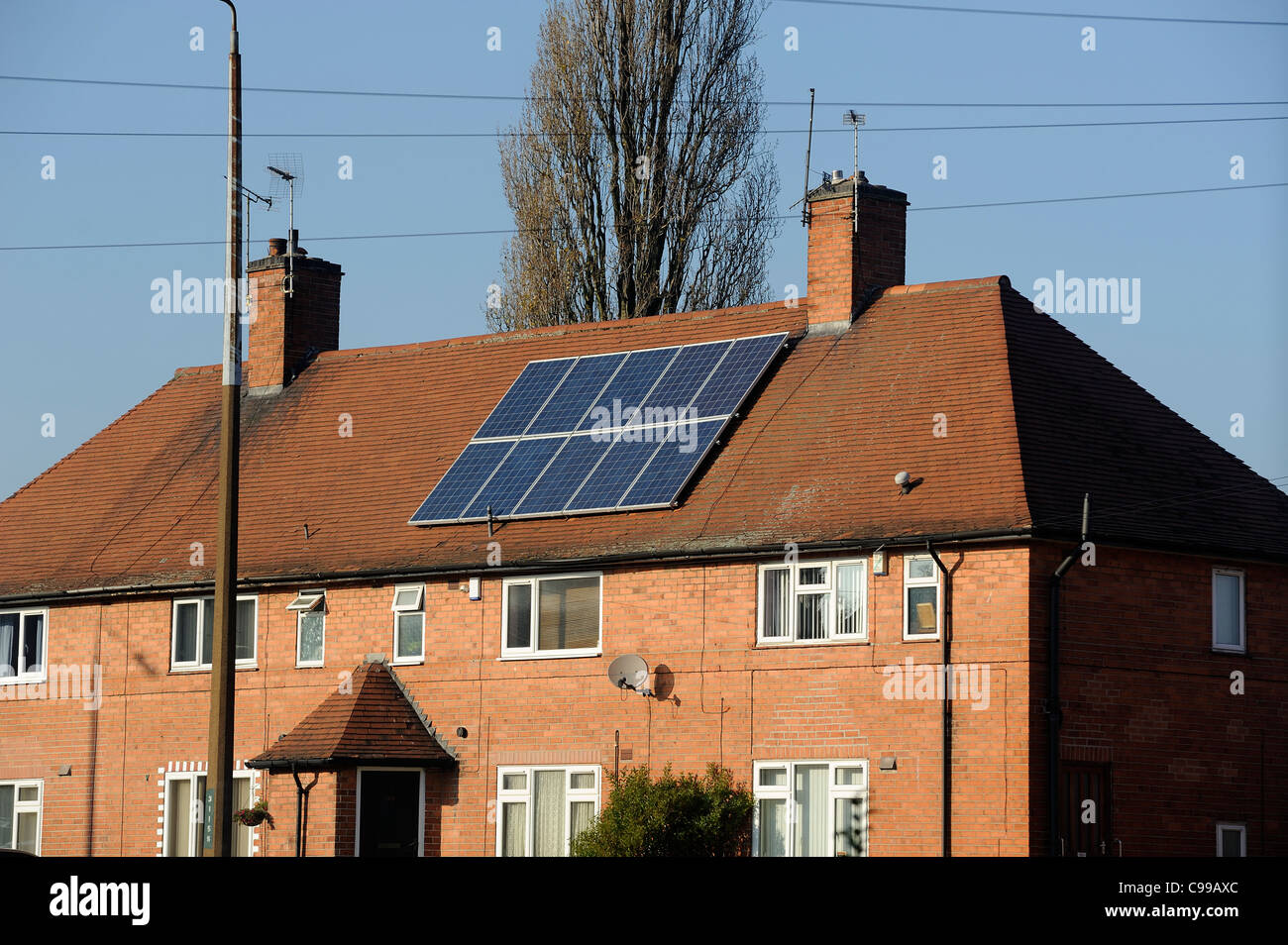 houses with solar panels attached nottingham england uk Stock Photo Alamy