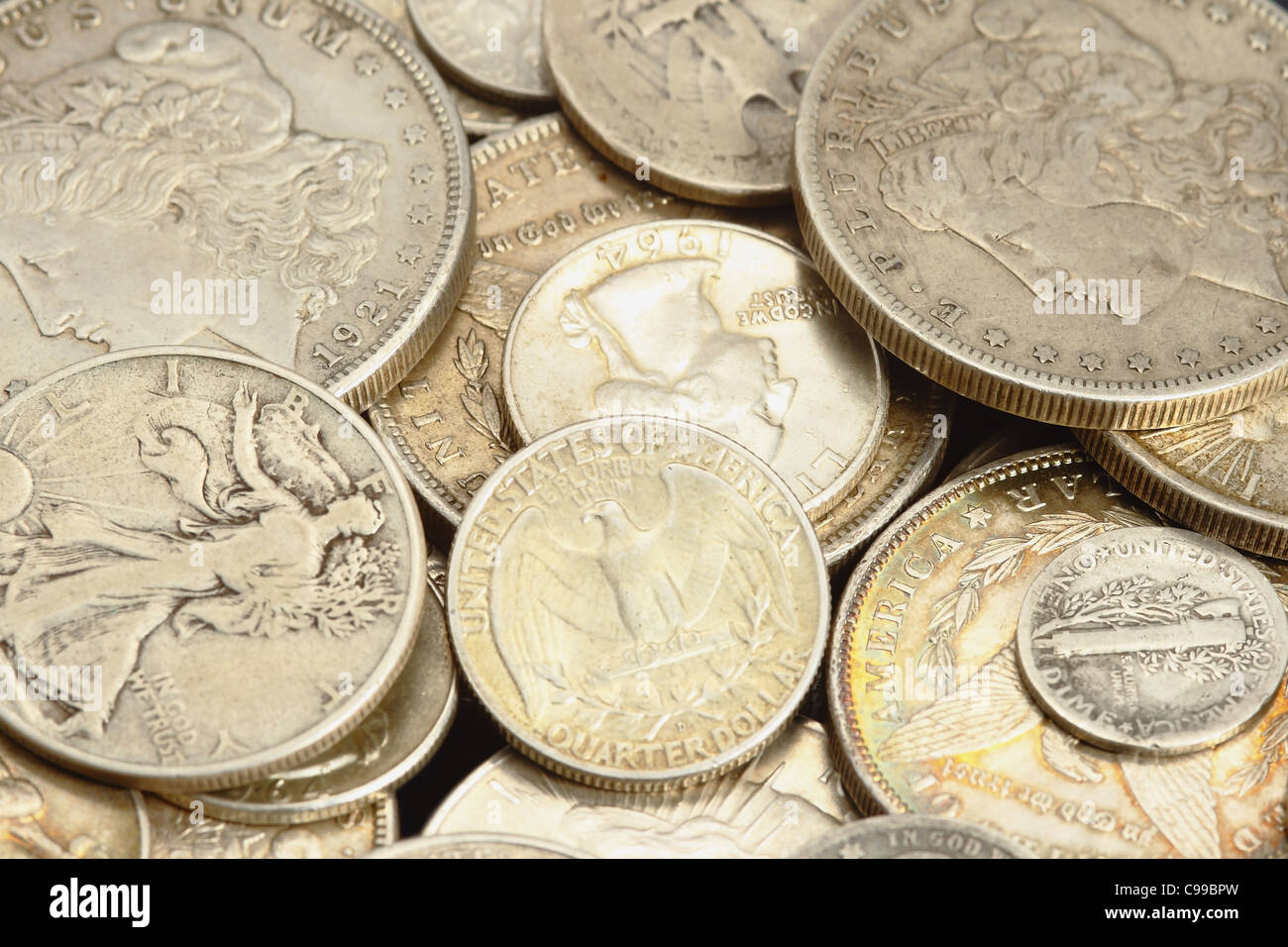 american ancient silver coins Stock Photo - Alamy