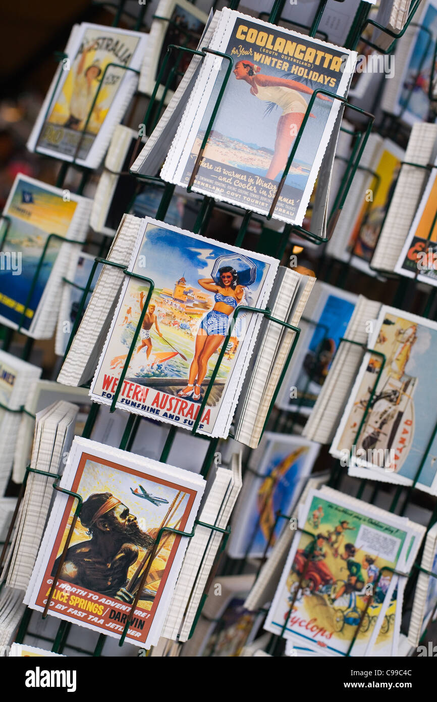 Souvenir Australian postcards at The Rocks Market.  Sydney, New South Wales, Australia Stock Photo