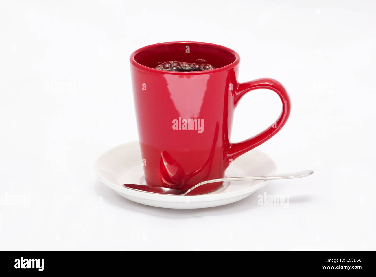 Red coffee mug on white background Stock Photo Alamy