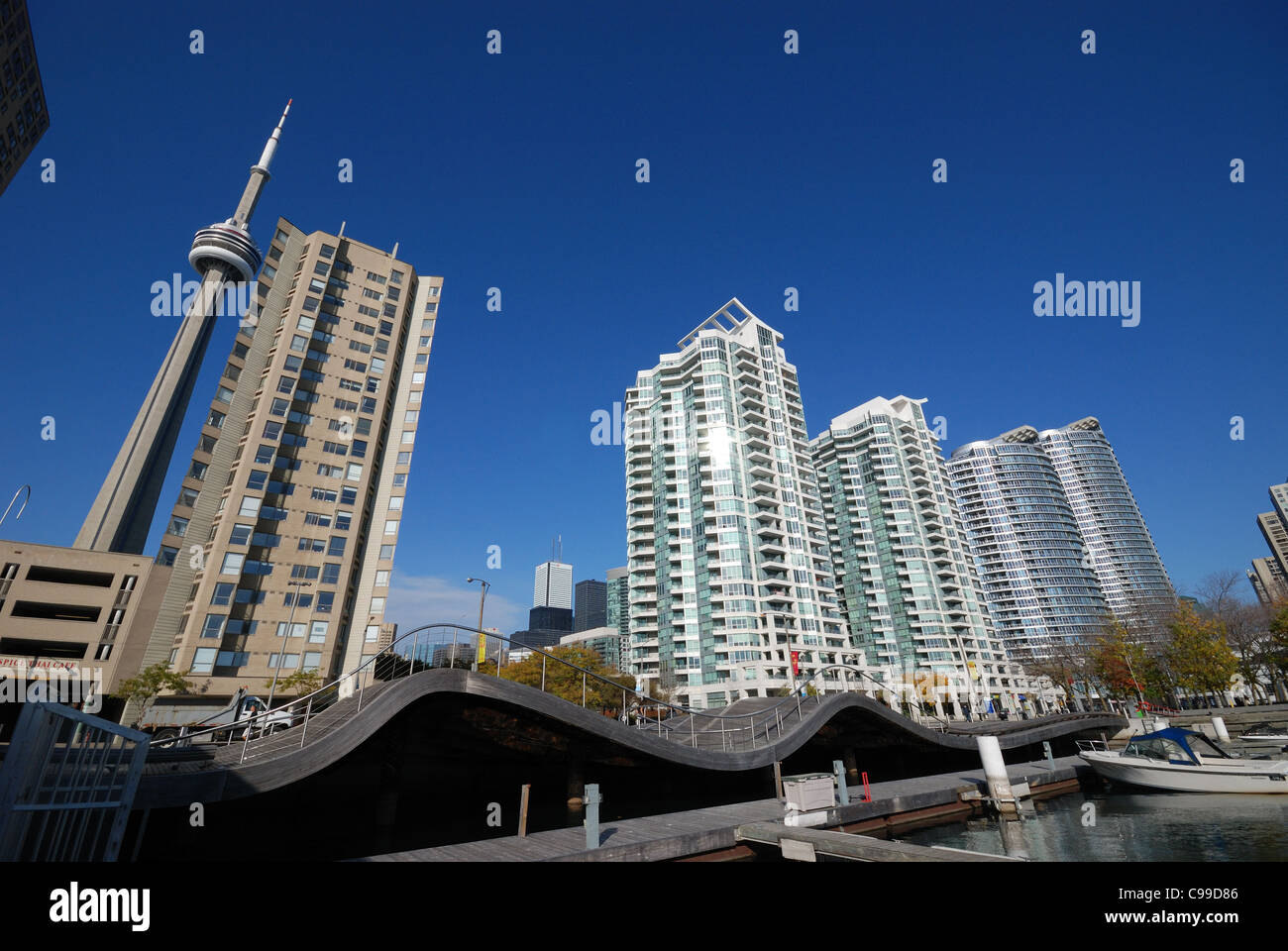 The Wave Deck an experiment in urban architecture installed at Harbourfront, a waterfront tourist area in Toronto Canada. Stock Photo