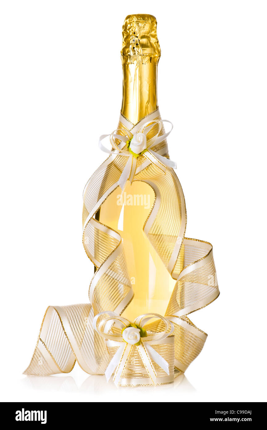 Liquor Bottle Gift Bow Stock Photos Liquor Bottle Gift Bow Stock