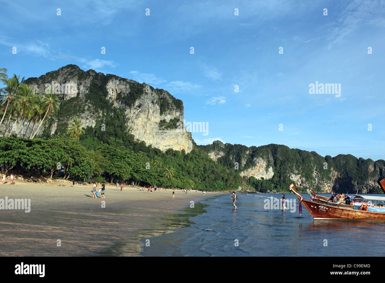 Long tail boats at Ao Nang Beach, Krabi, Thailand, Southeast Asia, Asia Stock Photo