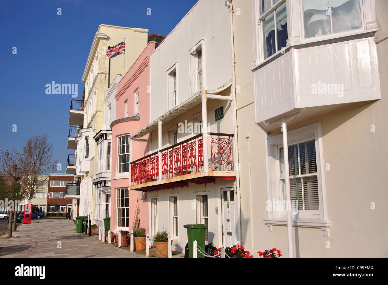 Period houses on Grand Parade, Old Portsmouth, Portsmouth, Hampshire, England, United Kingdom Stock Photo
