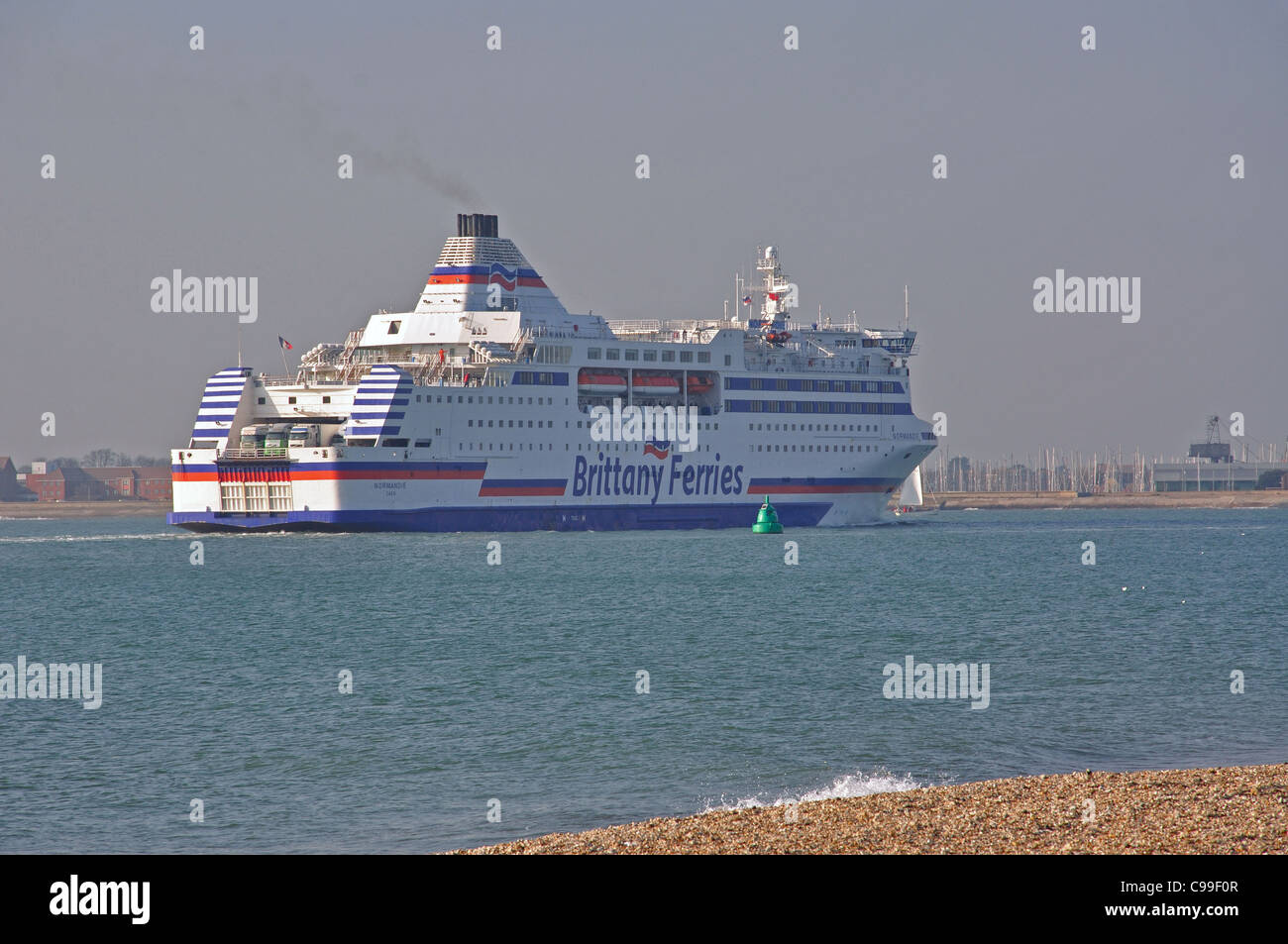 Brittany Ferries ship approaching Portsmouth, Southsea, Portsmouth, Hampshire, England, United
