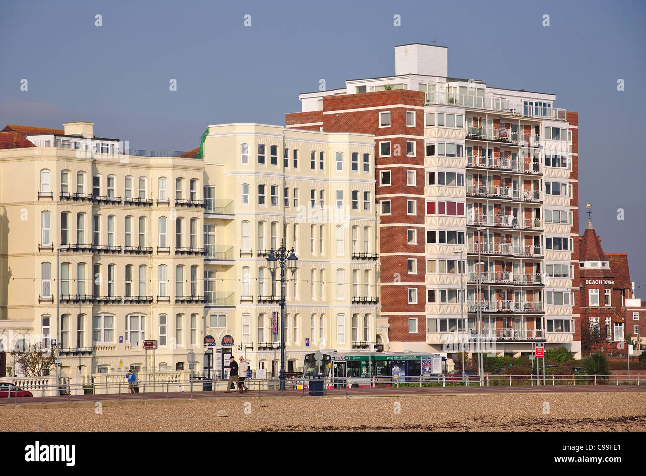 Promenade hotels from South Parade Pier, Southsea, Portsmouth, Hampshire, England, United Kingdom Stock Photo