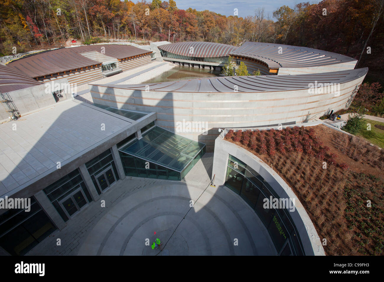 An overview of Crystal Bridges Museum of American Art in Bentonville, Arkansas, USA. Stock Photo