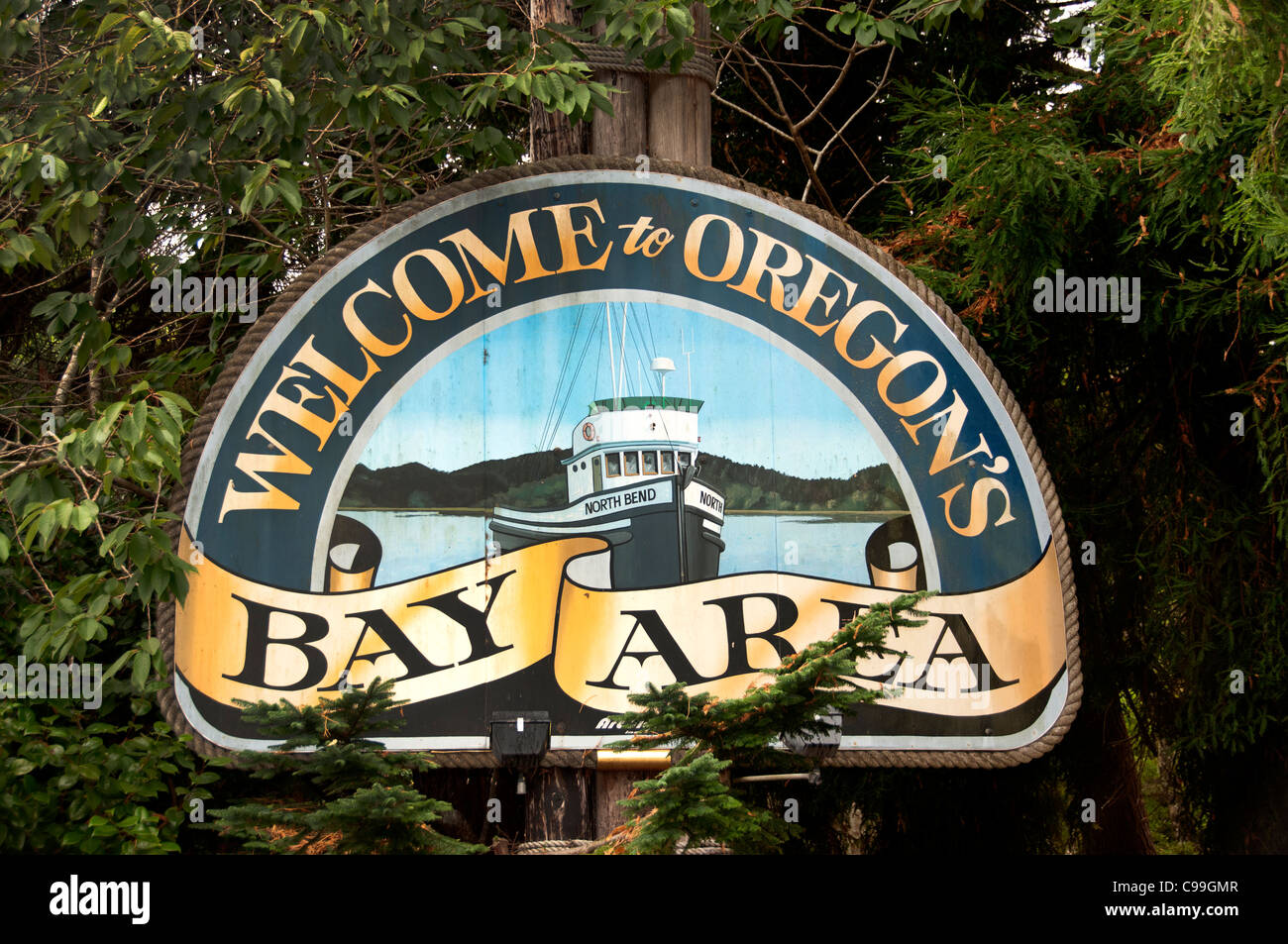 Welcome to Oregons's Bay Area Oregon United States Stock Photo