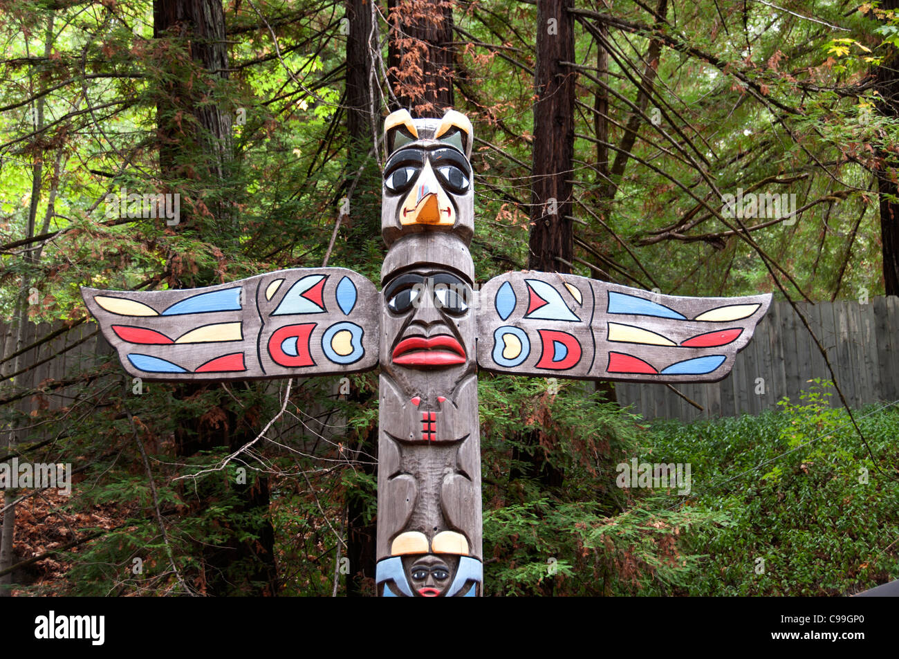 Confusion Hill  Northern California totem poles Redwoods National Park United States of America Stock Photo