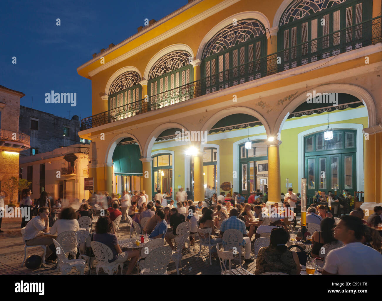 Plaza Vieja restaurants and cafés Havana Cuba Stock Photo
