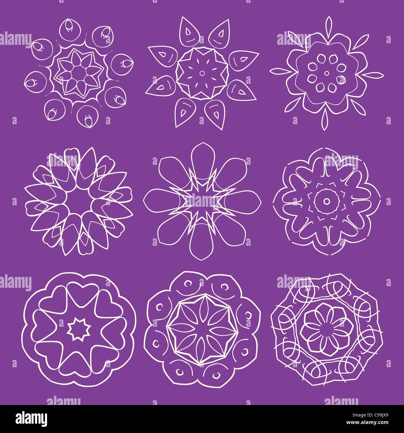 illustration set of abstract floral and ornamental elements Stock Photo ...