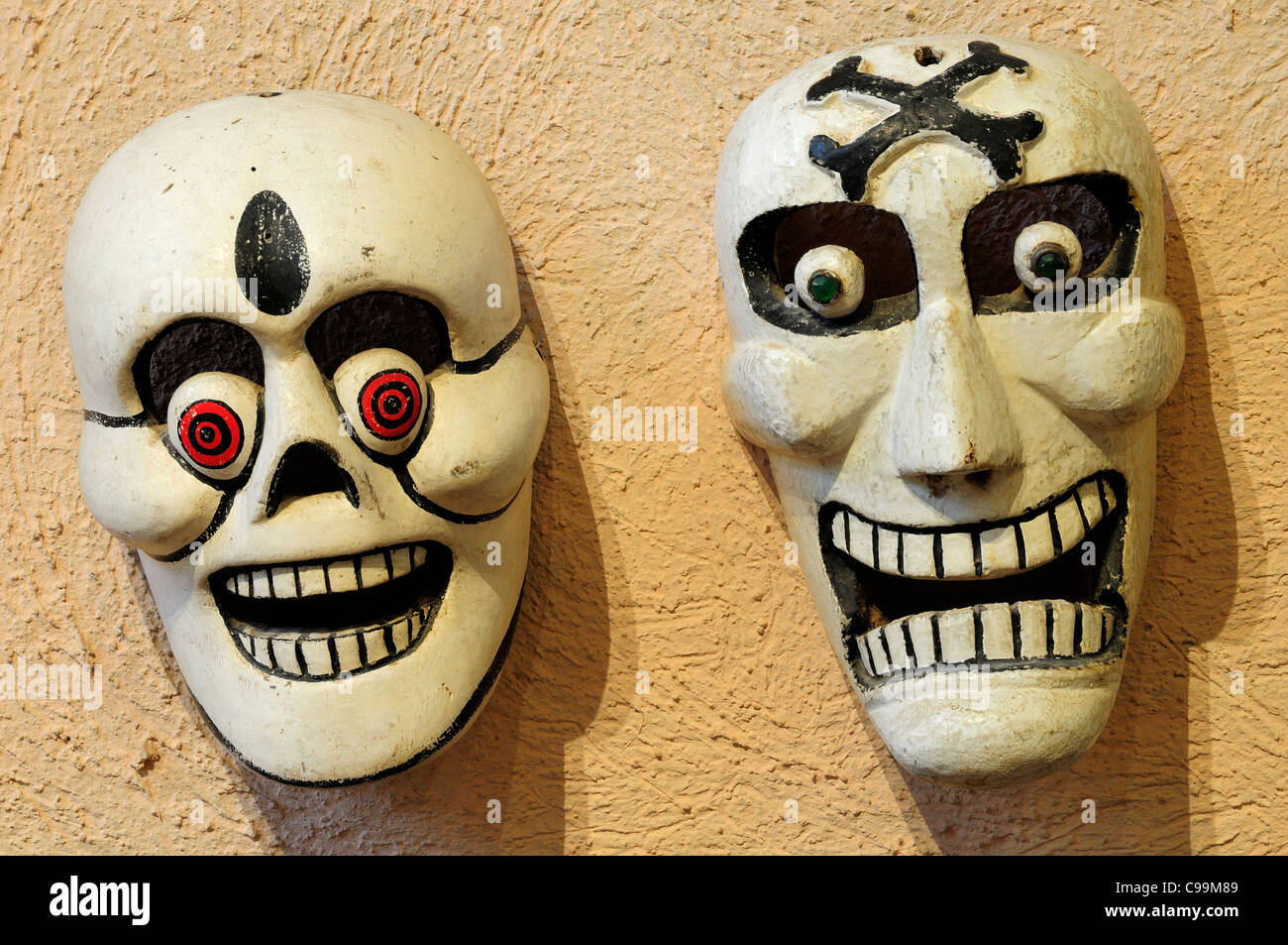 Mexico, Bajio, Zacatecas, Day of the Dead masks, Museo Rafael Coronel, Dia de los Muertos. Stock Photo