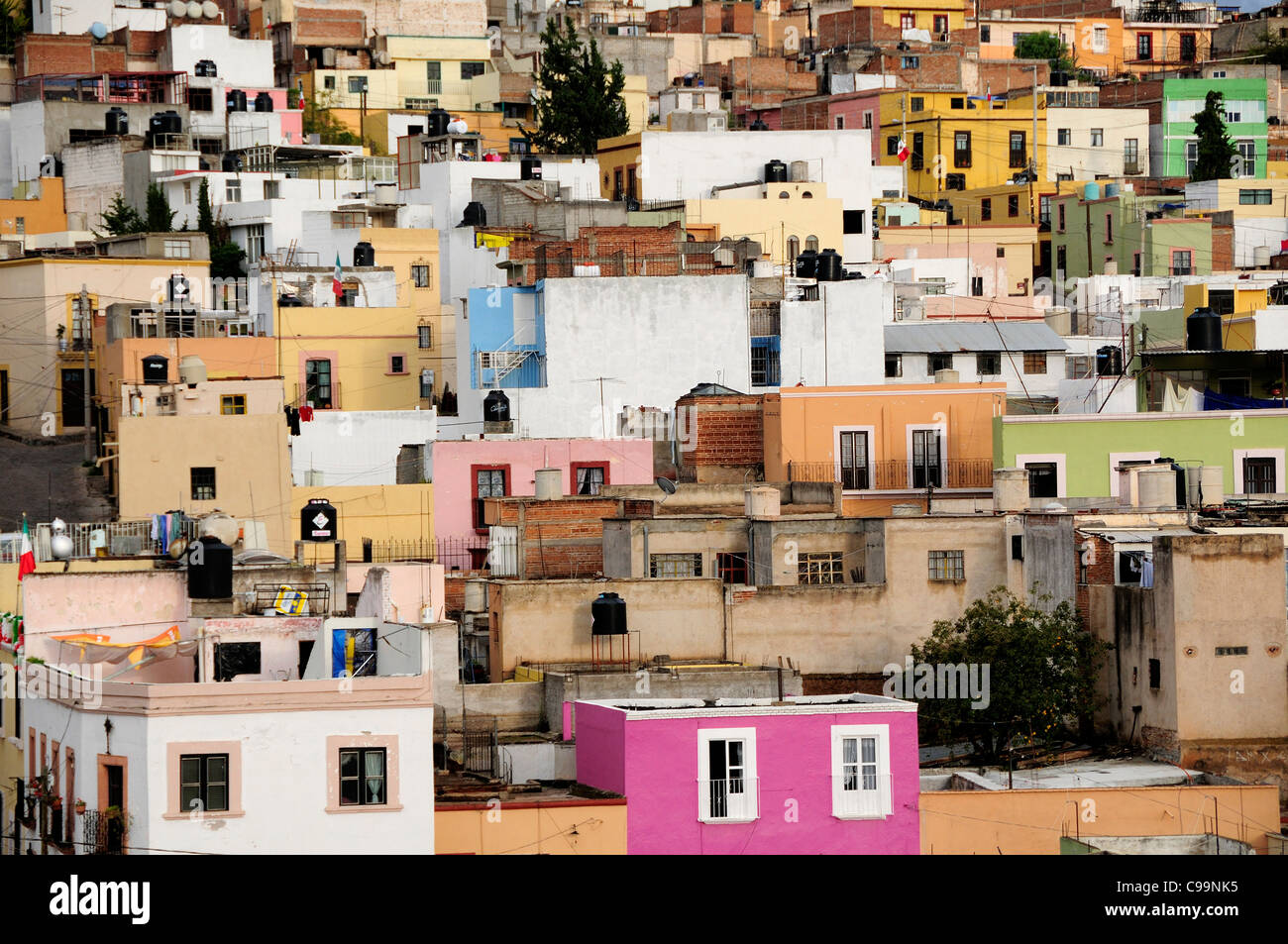 Mexico, Bajio, Zacatecas, Colourful houses on hillside Stock Photo Alamy