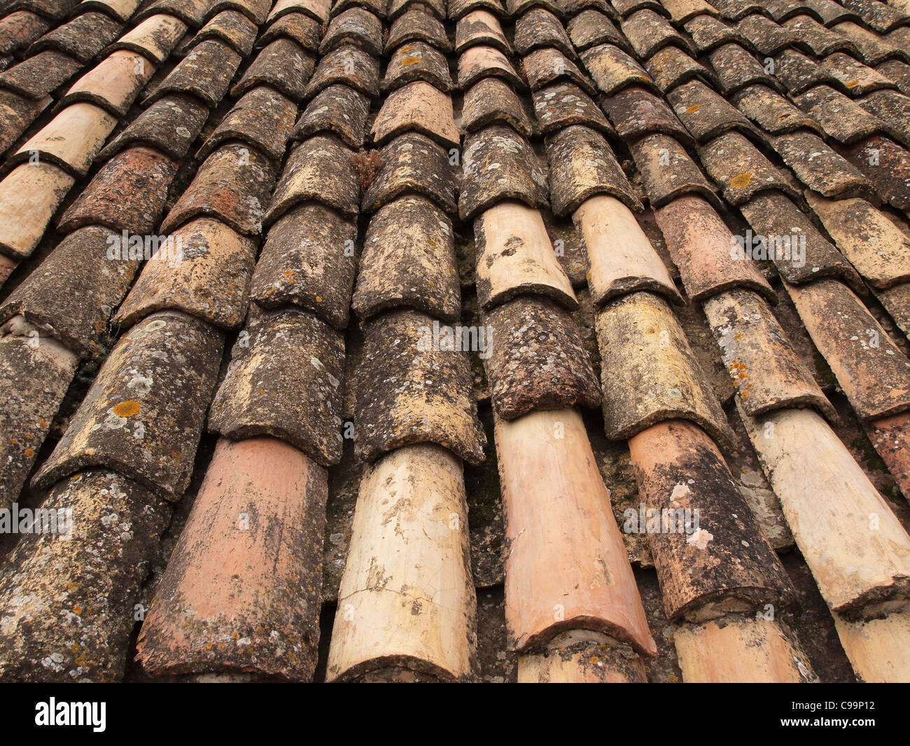 weathered roof tiles Stock Photo