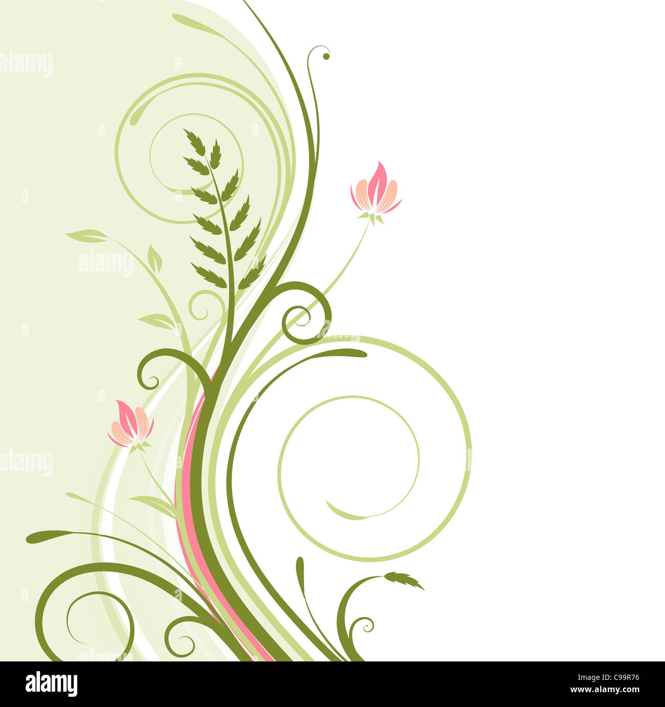 illustration of funky green Floral Background Stock Photo - Alamy