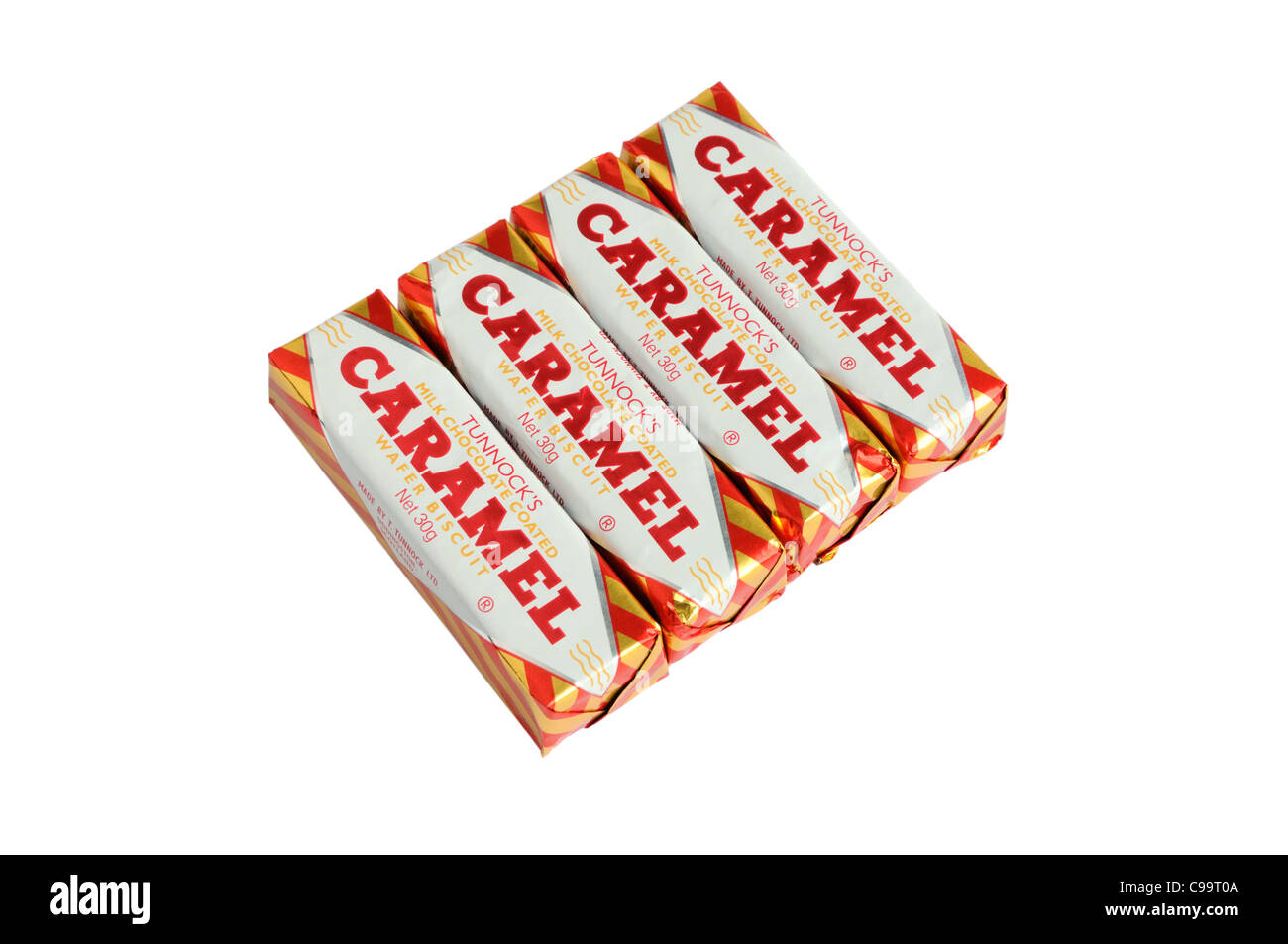 Tunnock's caramel wafer biscuits Stock Photo