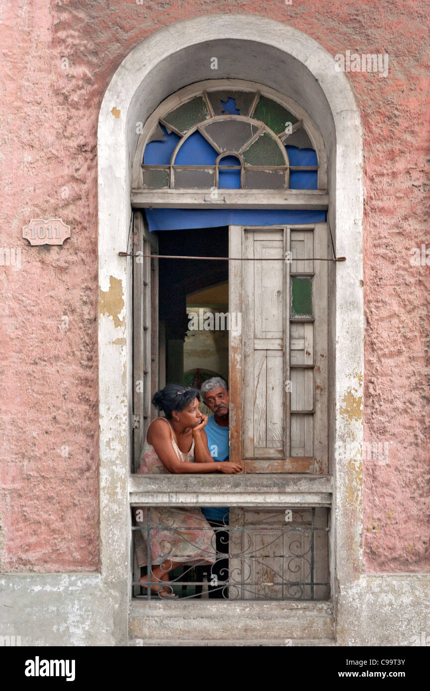 Poor neighbourhood near port Santiago Cuba Stock Photo