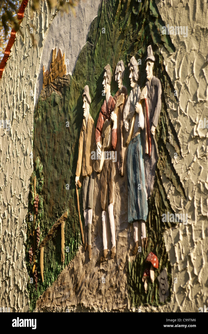 A fresco of farmworkers, folk art, volkskunst, Speyer, Rheinland-Pfalz, Germany Stock Photo
