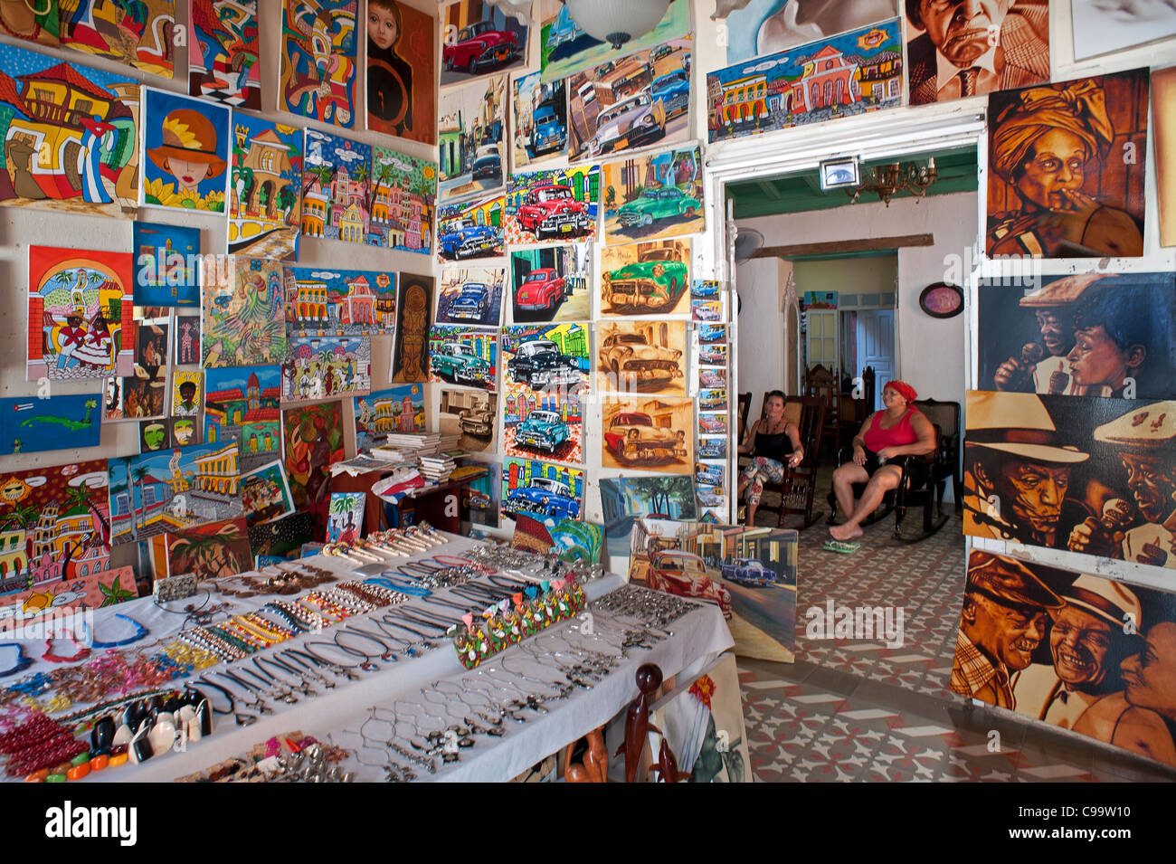 Painting shop Trinidad Cuba Stock Photo Alamy