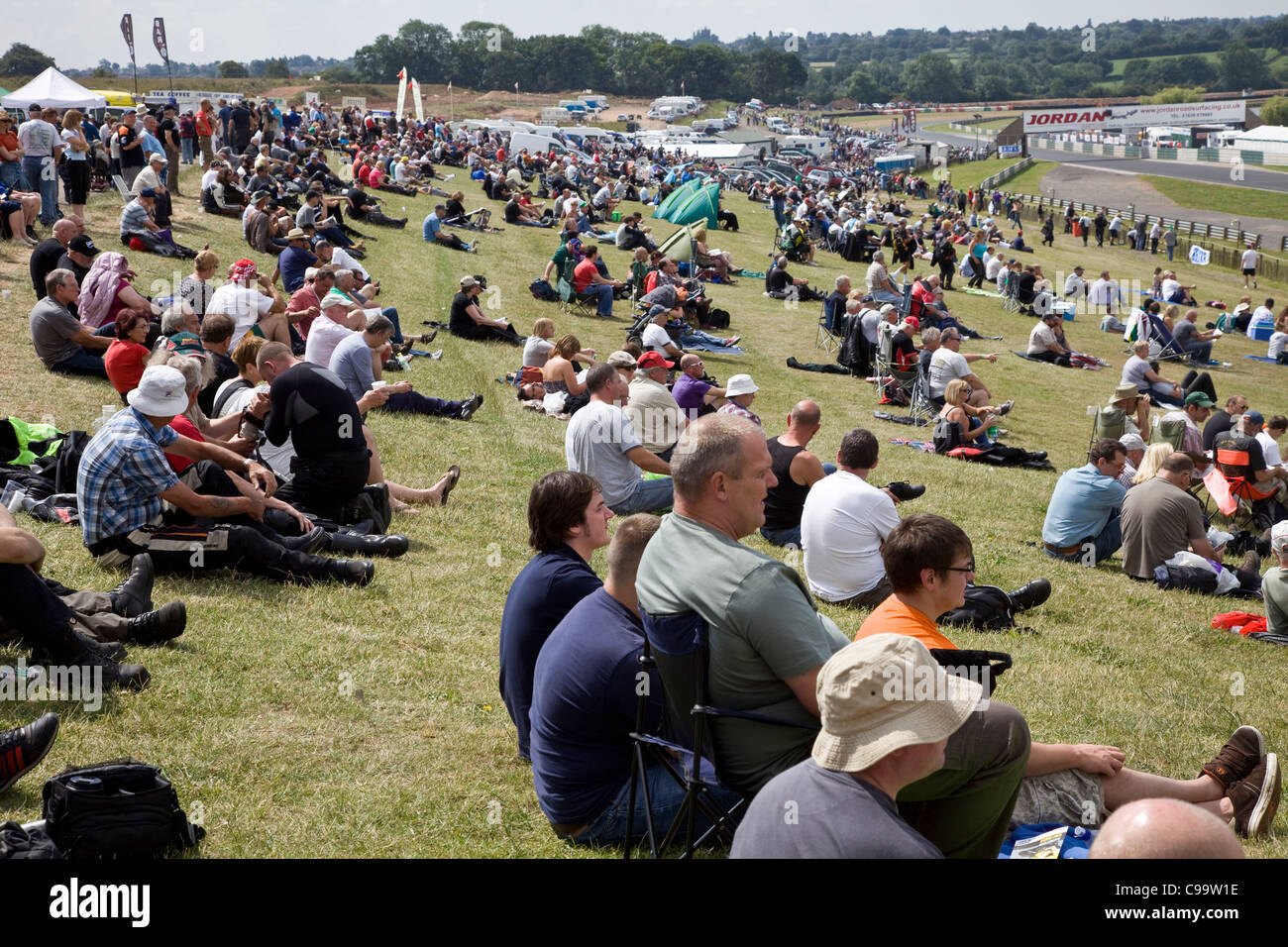 Spectators at Mallory Park, Leicestershire. Stock Photo