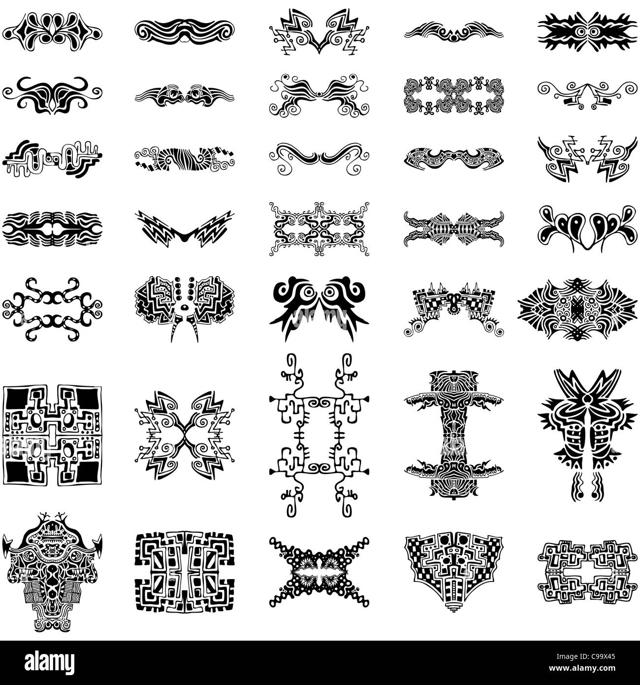 A set of 35 very unique, abstract, hand-drawn design elements Stock ...