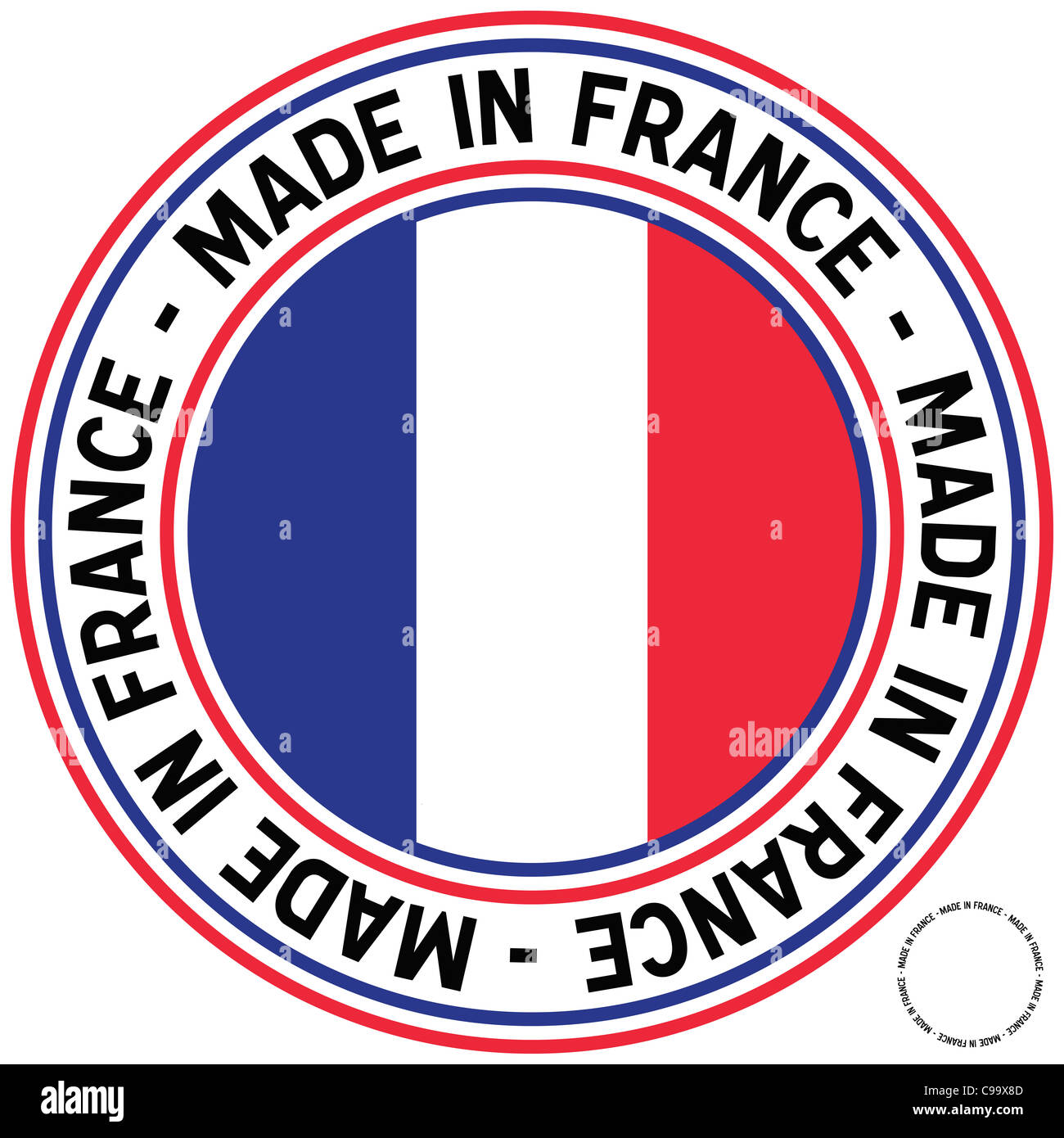 A Made in France rubberstamp like circular decal illustration Stock