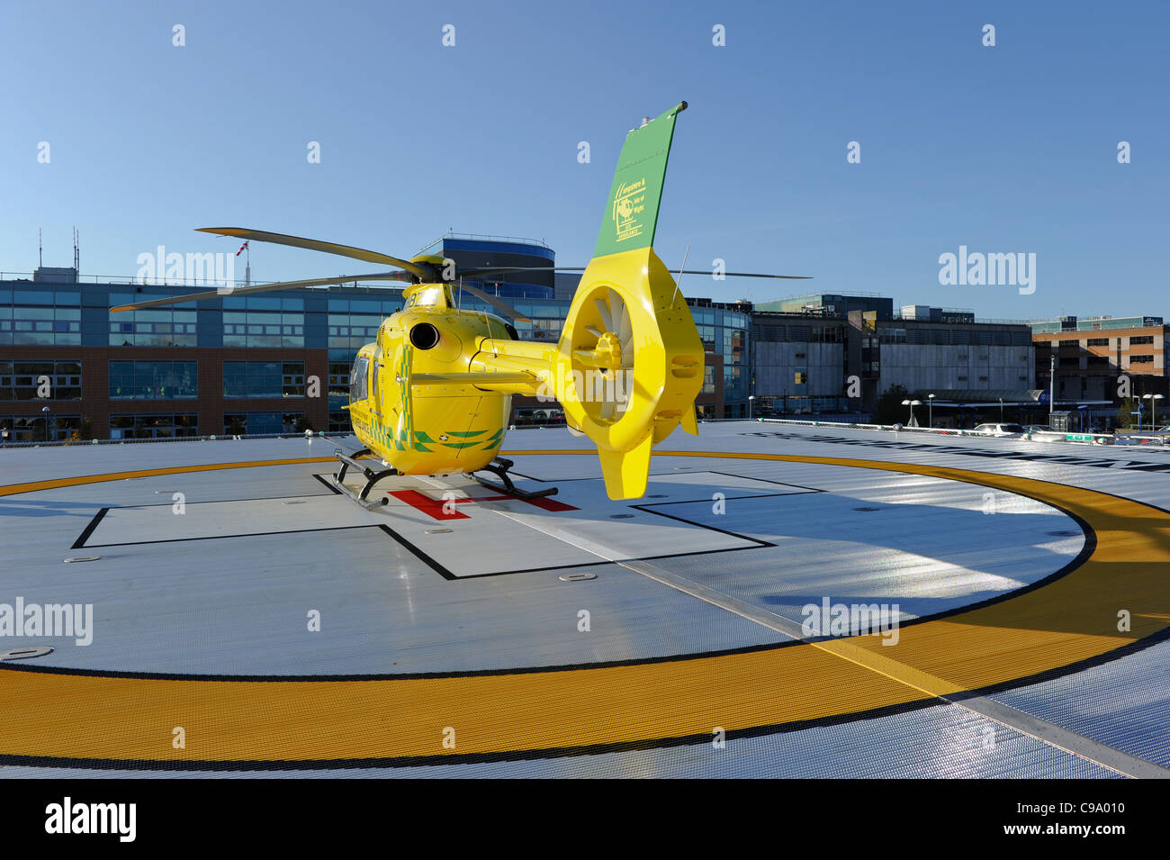 Southampton General hospital helicopter air ambulance landing pad Stock Photo Alamy