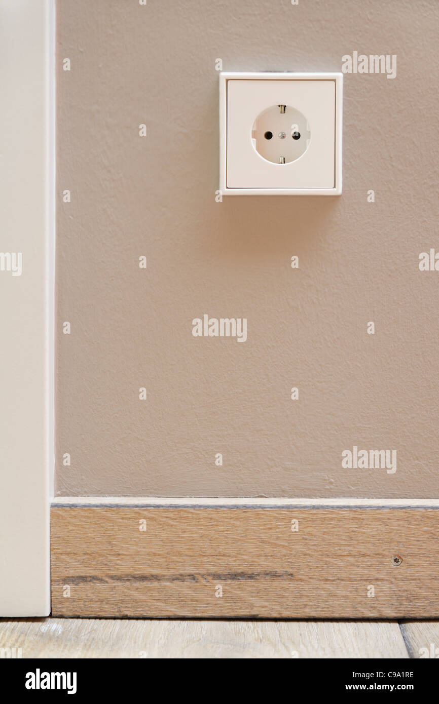 Germany, Upper Bavaria, Munich, Close up of wall socket in new house Stock Photo