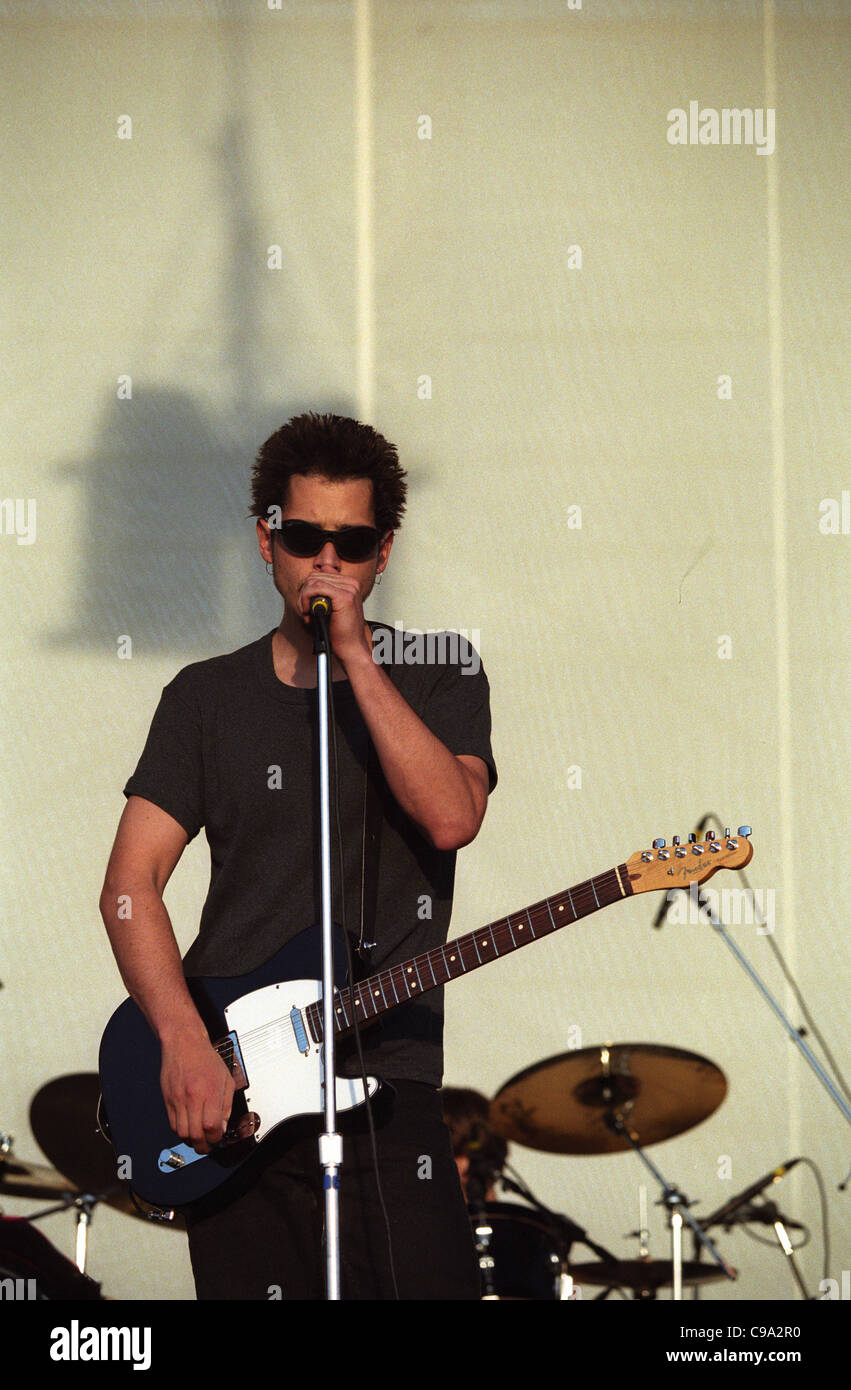 Soundgarden Chris Cornell performs in 1996 Kansas City, Missouri Stock Photo