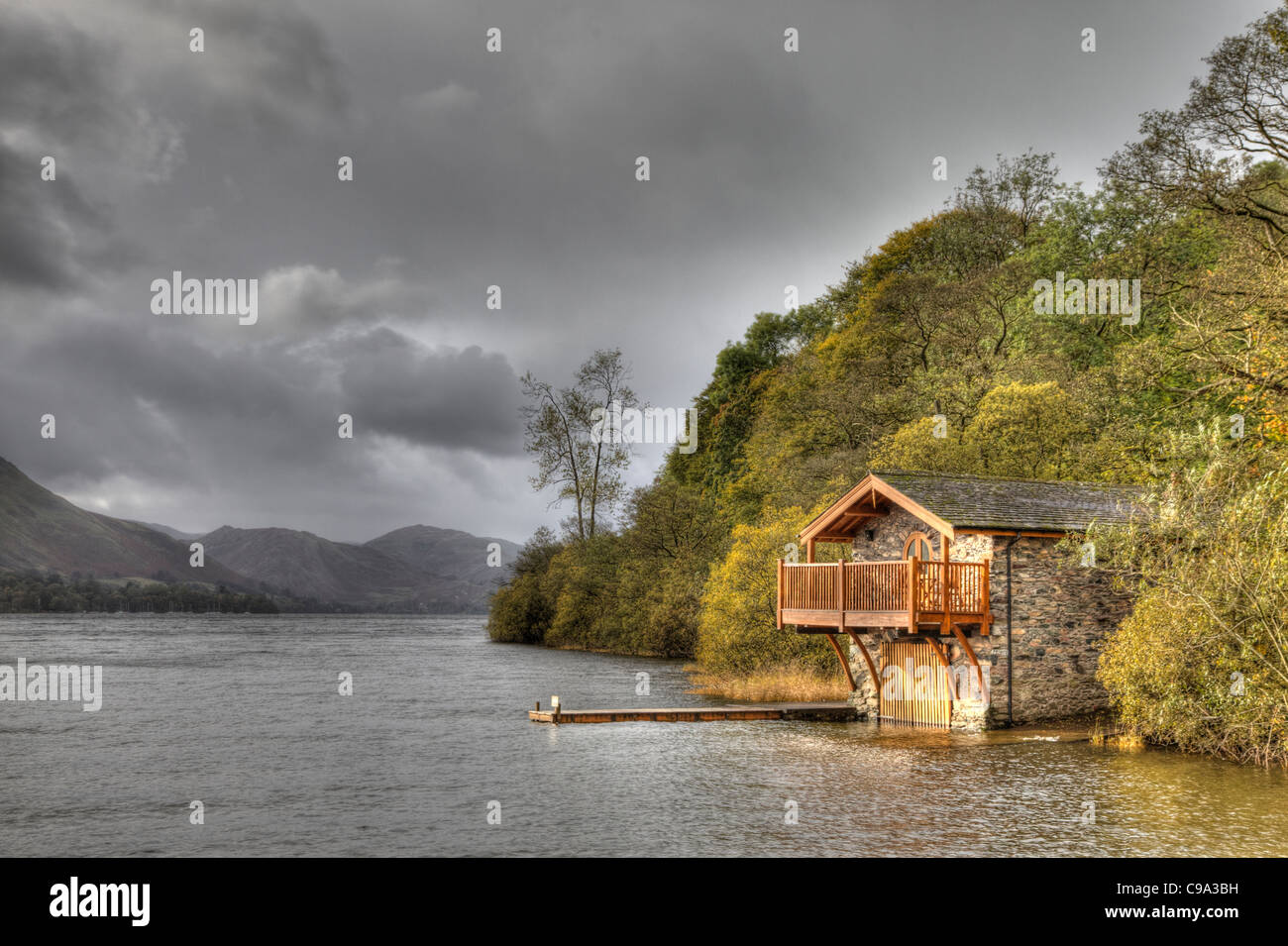 Ullswater Boat House HDR Stock Photo Alamy