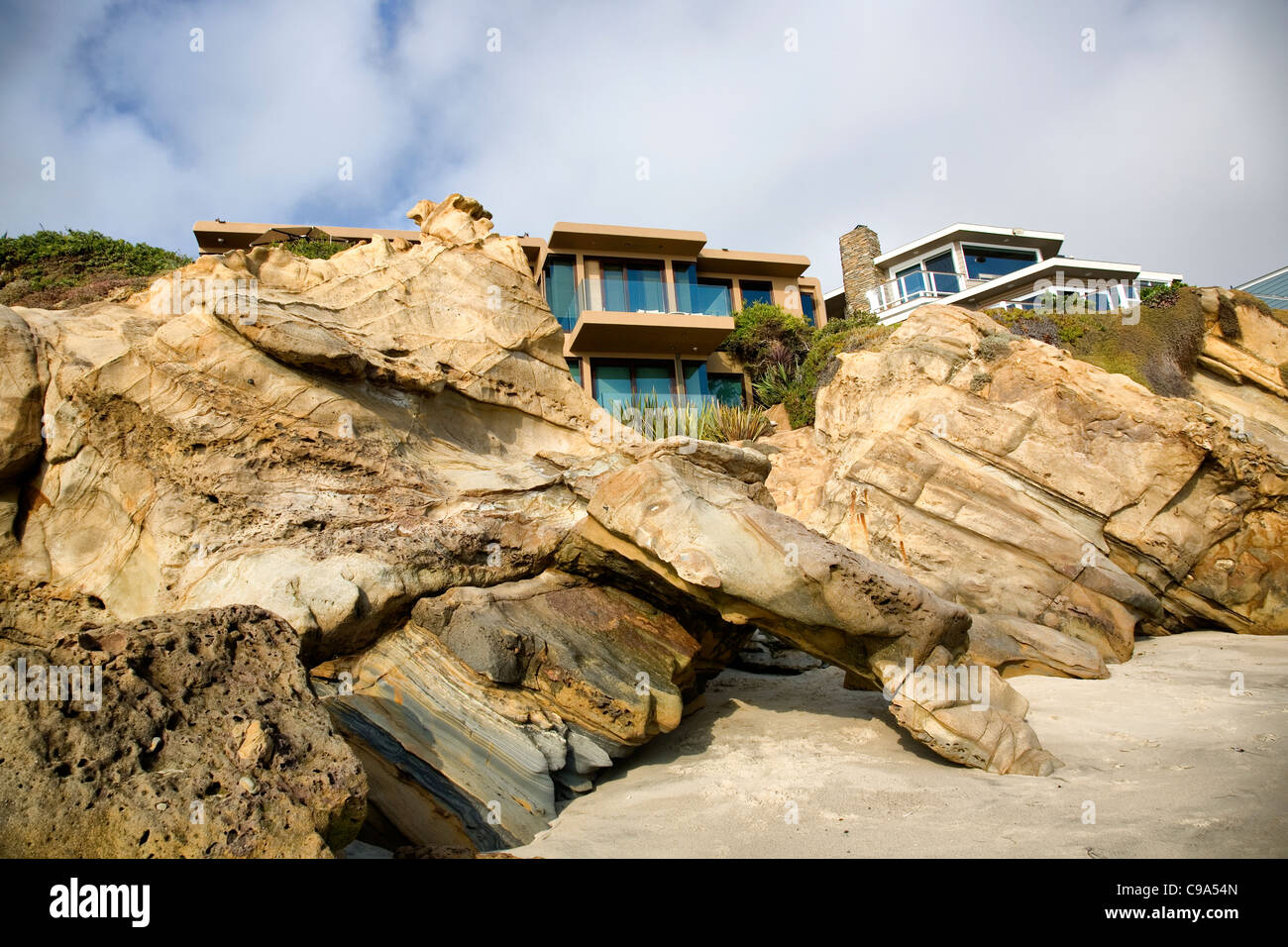 Laguna Beach houses along beach California Stock Photo Alamy