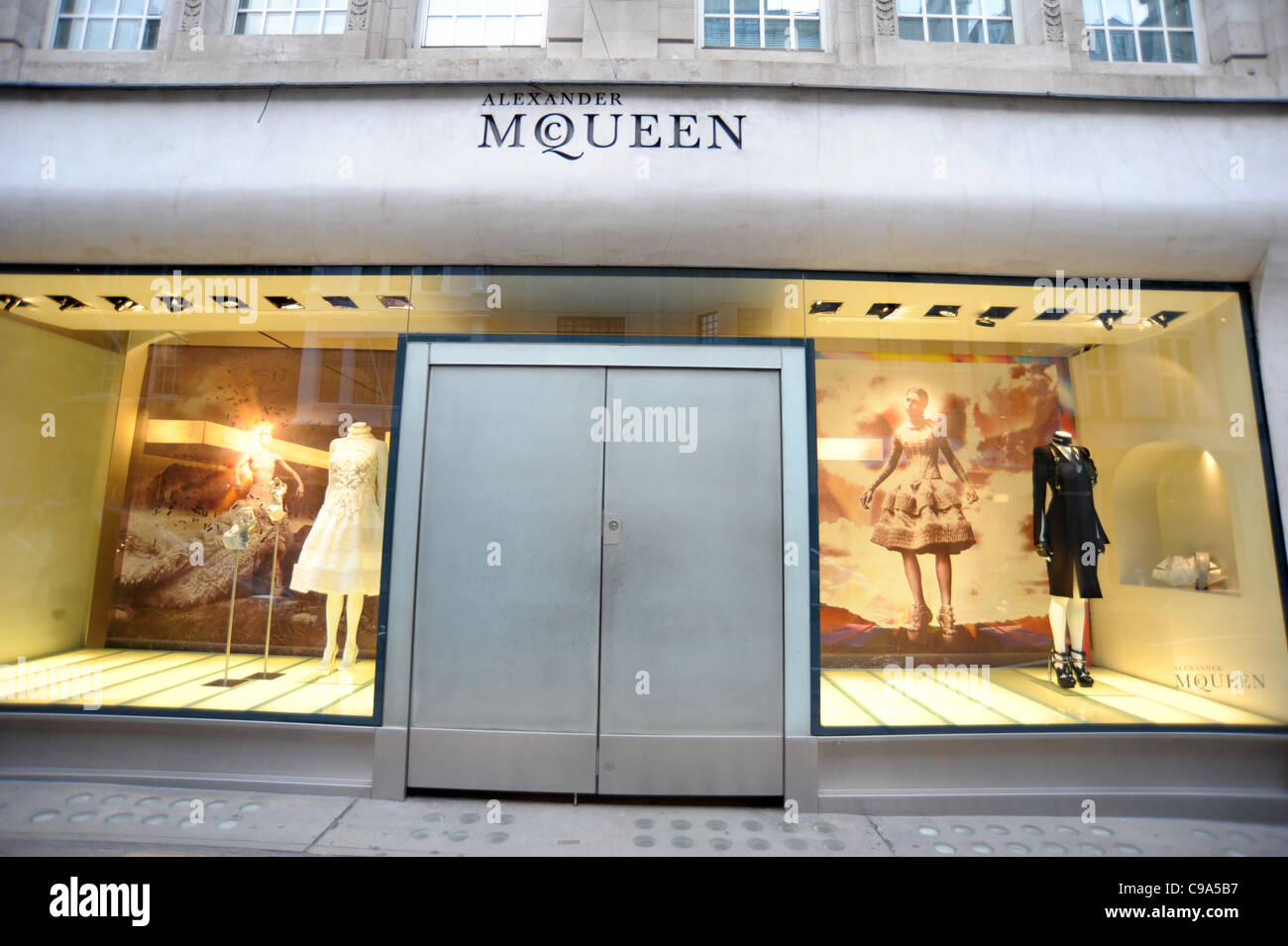The Alexander McQueen fashion store, Bond Street, London. The extravagant  façade to the iconic fashion brand in London's exclusive shopping district.  Stock Photo