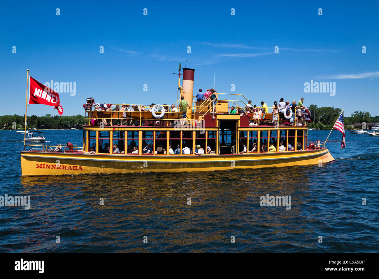 Minnehaha Steamboat does excursion tours of Lake Minnetonka from Excelsior, Minnesota. Stock Photo
