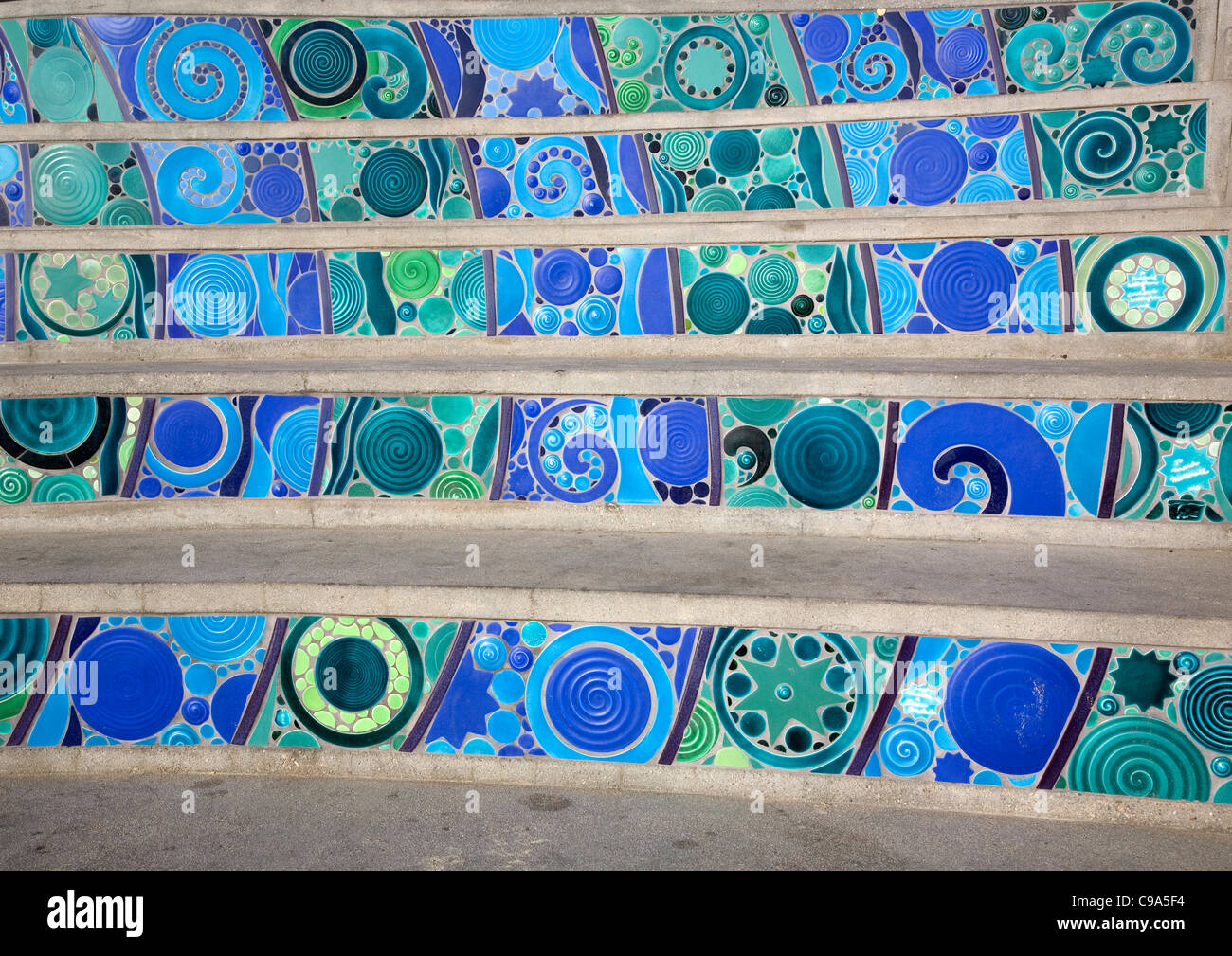 Mosaic on public steps in Laguna Beach Stock Photo