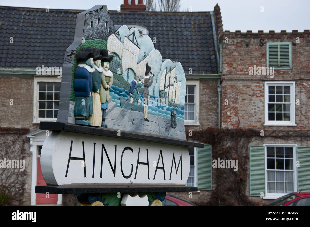 Higham Norfolk village sign Stock Photo