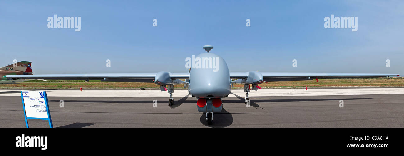 Israeli Air force (IAF) IAI Heron TP (IAI Eitan) an Unmanned Aerial Vehicle (UAV) developed by the Malat Stock Photo
