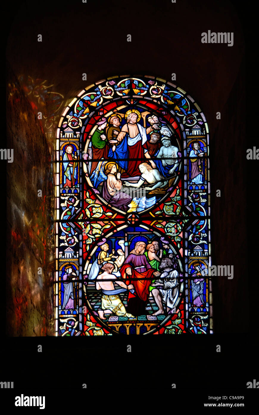 Stained glass cathedral window, England Stock Photo - Alamy