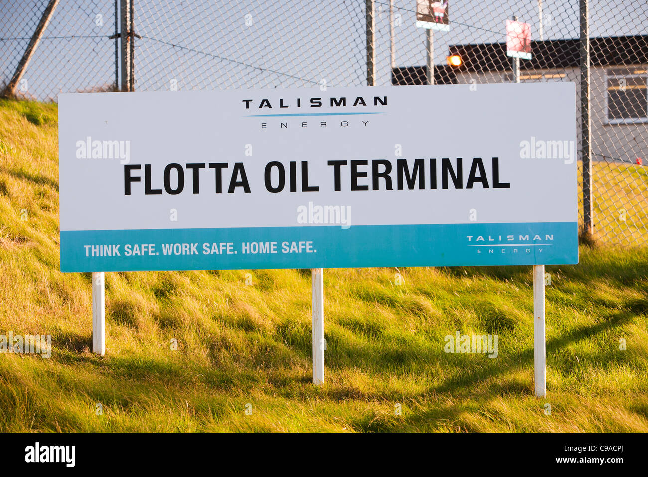 The Flotta oil terminal on the Island of Flotta in the Orkney's Scotland, UK. Stock Photo