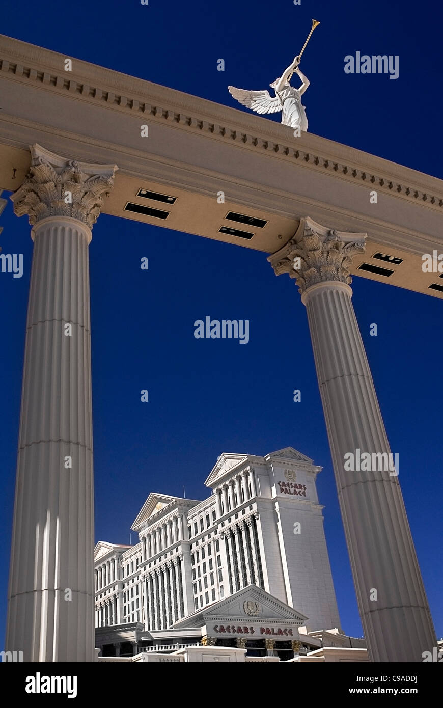 Winged Caesar USA, Nevada, Las Vegas, The Strip, winged statue detail outside Caesars ...