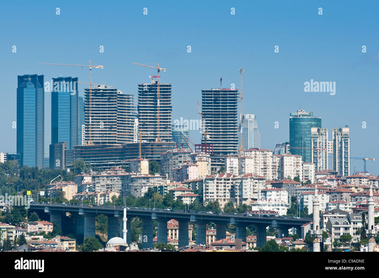 Skyscrapers springing up in modern Istanbul. Turkey. Stock Photo