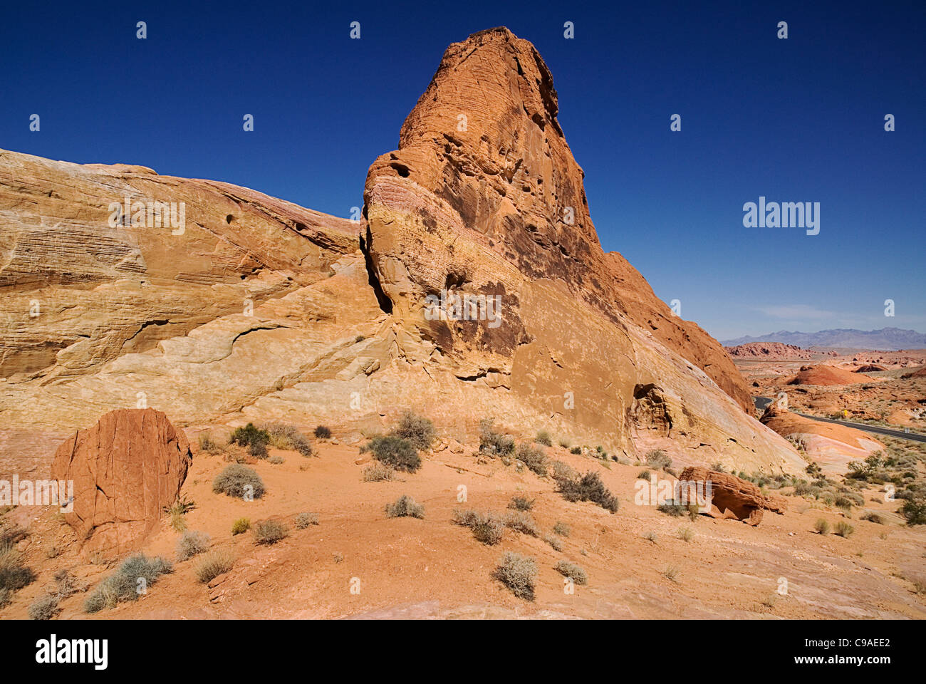 USA, Nevada, Valley of Fire State Park, eroded sandstone rock ...