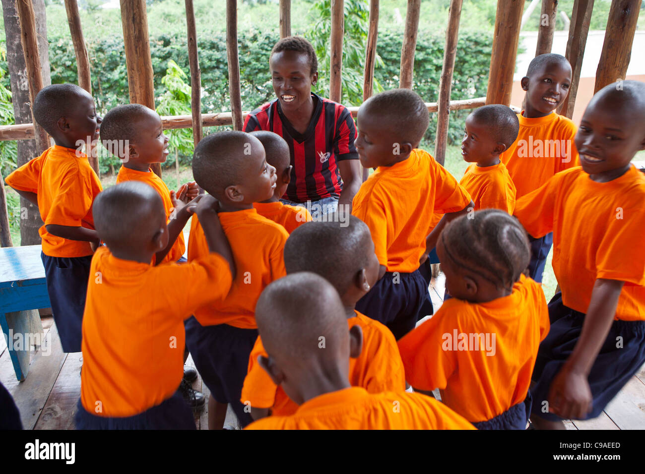 Kids at the Wema Centre, Mombassa, Kenya. Wema provide a rehabilitation program for street children. Stock Photo
