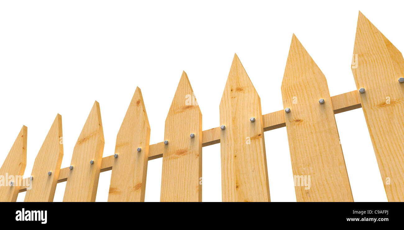 Fence from wooden boards against the white background Stock Photo - Alamy