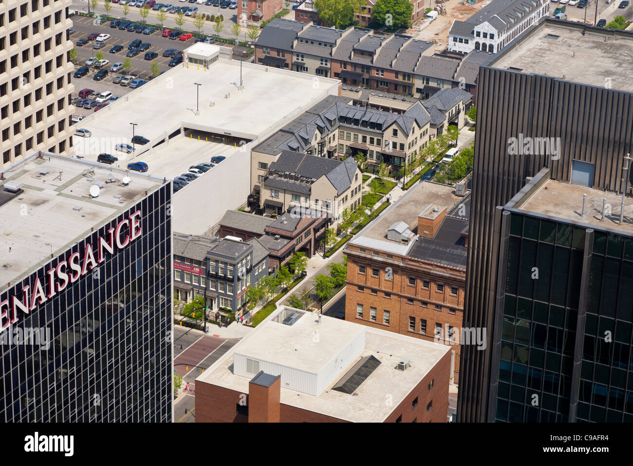 Aerial view of downtown Columbus, Ohio taken from the James A. Rhodes