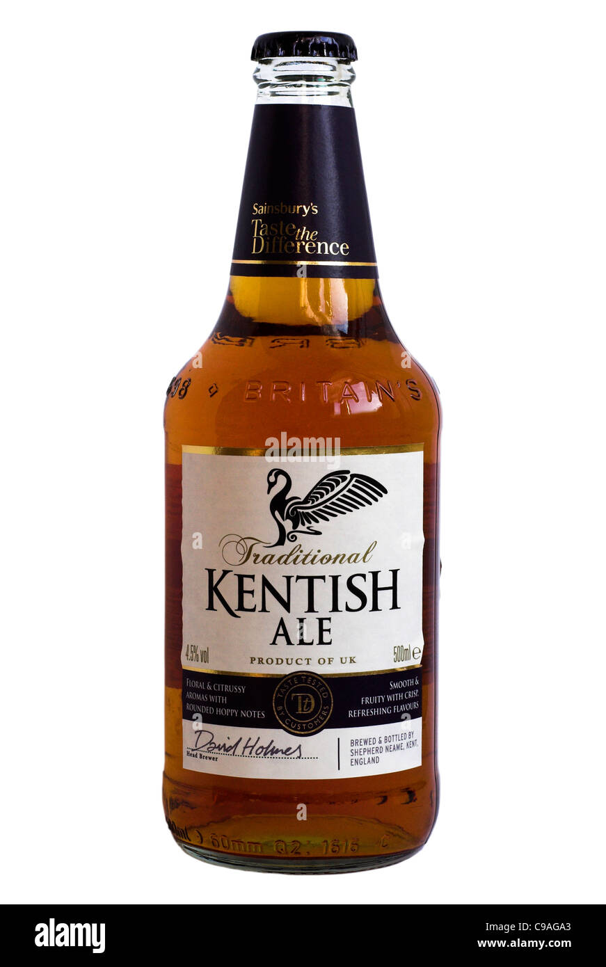 Shepherd Neame Brewery Kentish Ale beer bottle - current @ 2011 for Sainsbury's Supermarket. Stock Photo