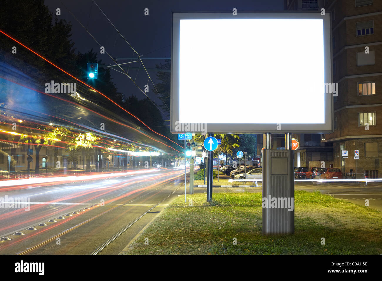 Blank billboard in the city Stock Photo