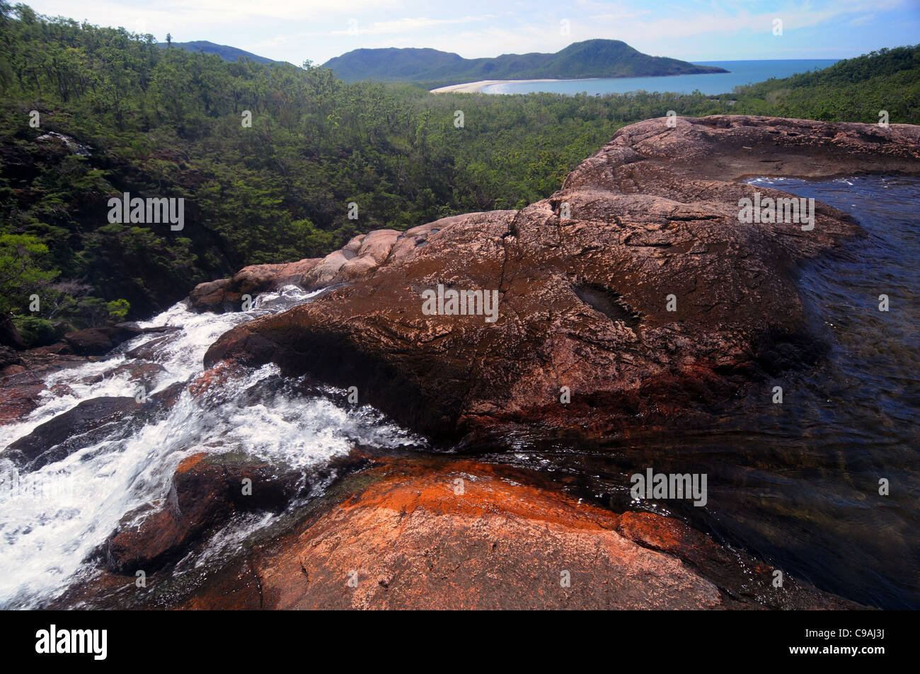 View from above Zoe Falls, looking out over Zoe Bay, Hinchinbrook