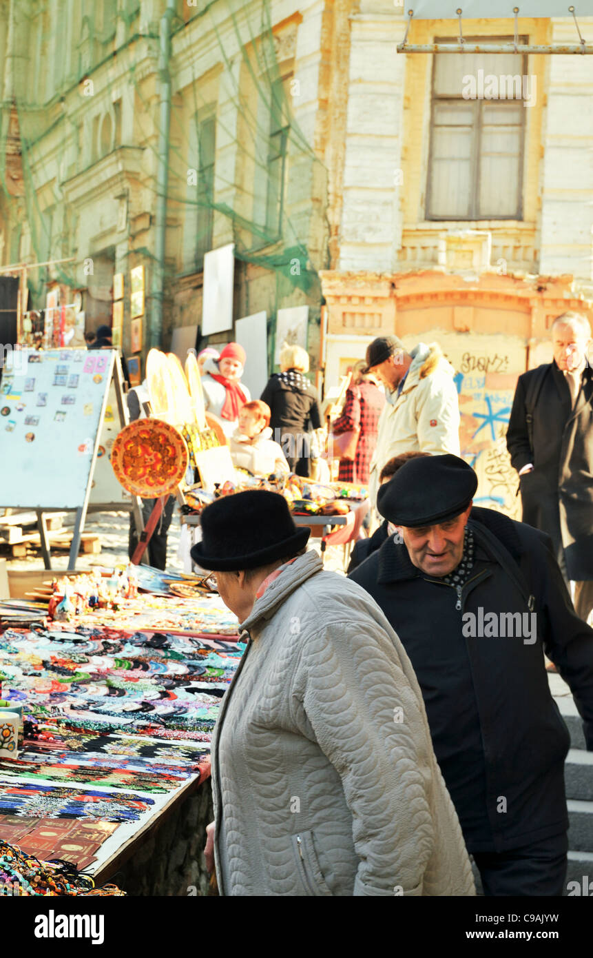Ukraine, Kiev, flea market at Andrews Descent (Andriyivsky Uzviz) Stock Photo