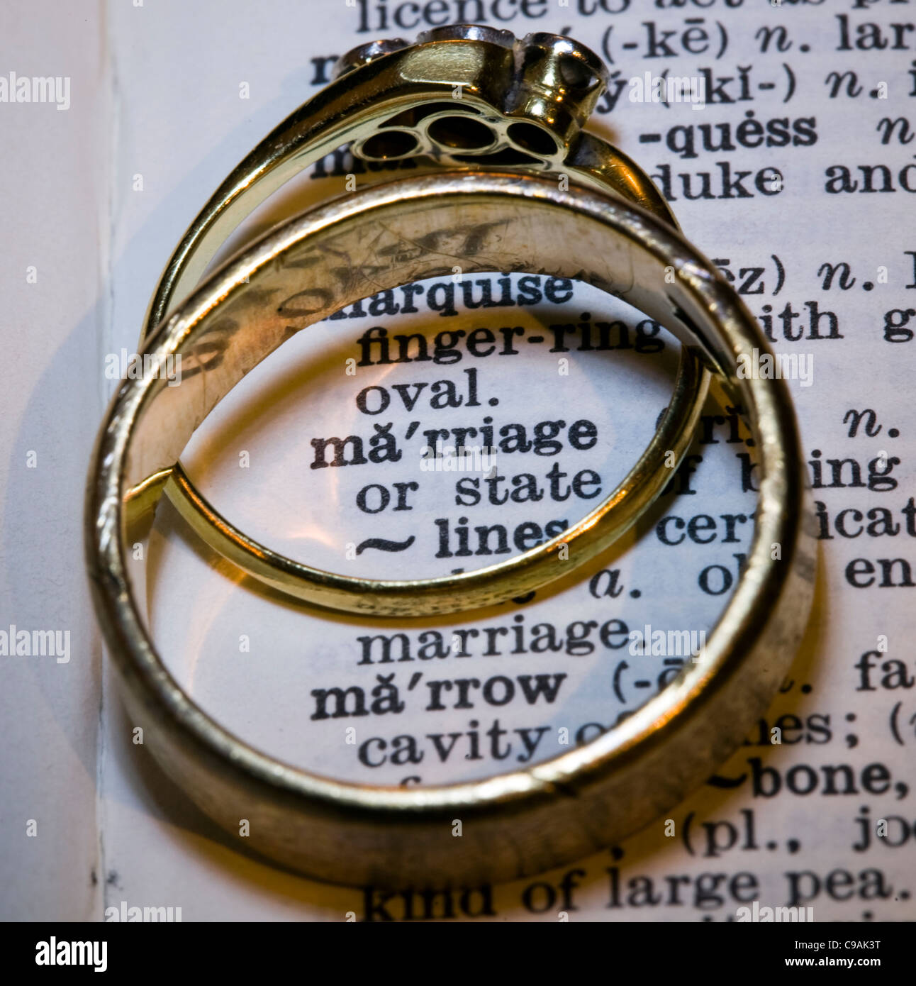 Wedding and Engagement Ring Dictionary Definition Stock Photo Alamy